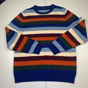 Brooks Brothers Fleece Merino Wool Mens Sweater Striped Multicolored Size Small